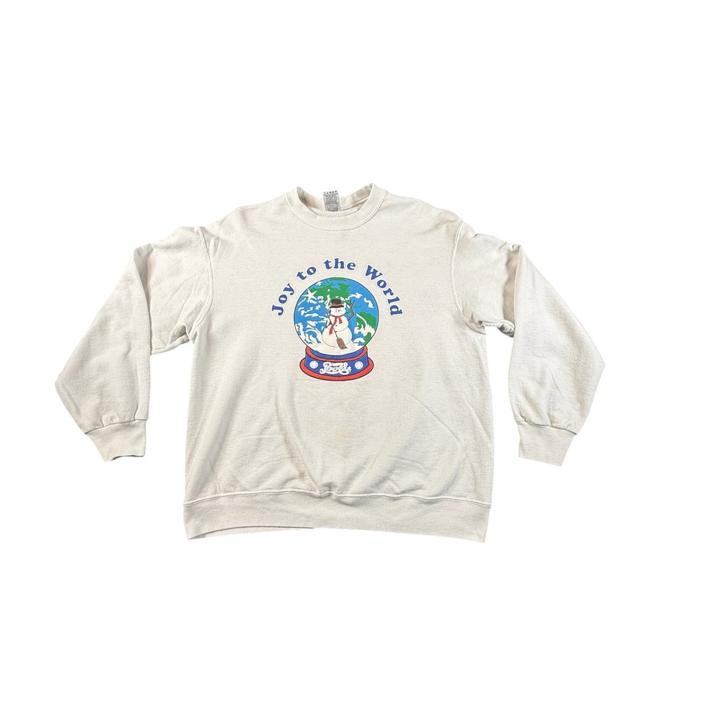 Vtg 90s Pepsi Cola Snowman Crewneck Pullover Size Large‎ White Joy To The World